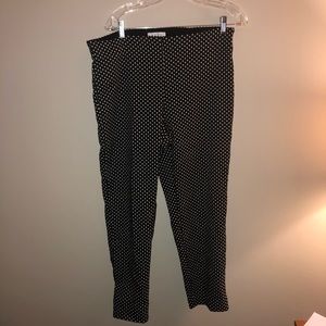 Black And White Dotted Crop Work Pant